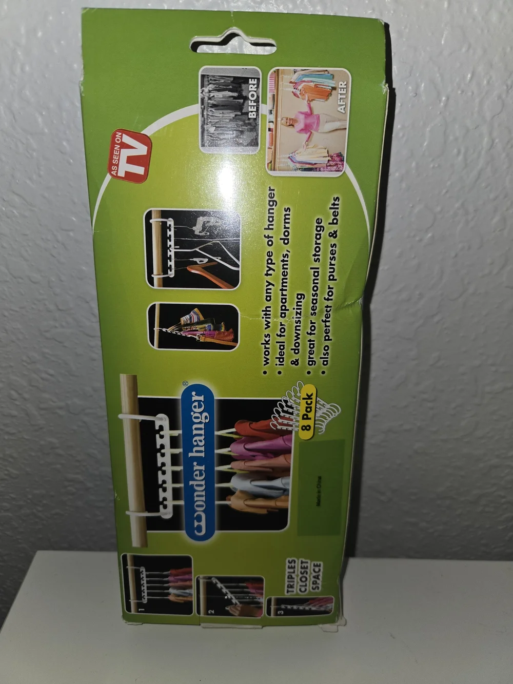 Wonder Hanger 8-Pack Space-Saving Closet Hangers - White